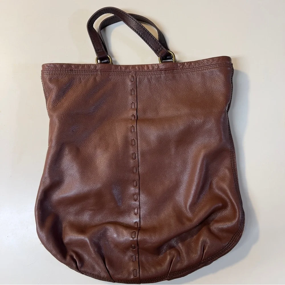 Lucky Brand Cinnamon Brown Leather Convertible ABBEY ROAD Fold Over shoulder Bag